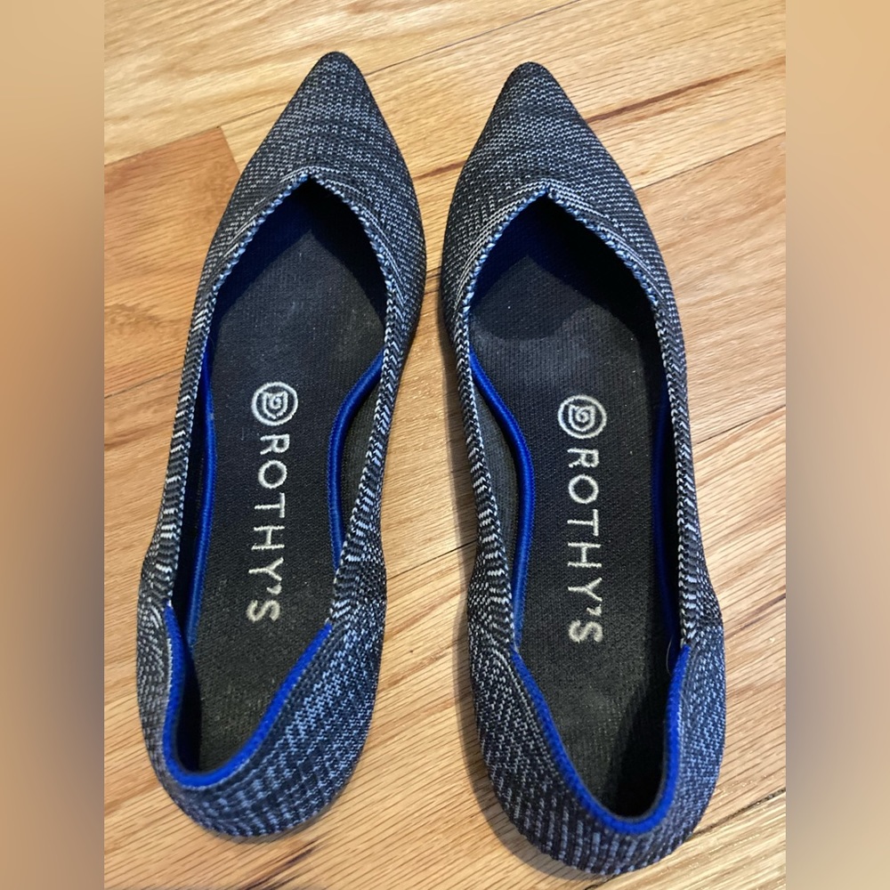 ROTHYS - The Point Pointed Toe Flat Granite Heather, 7